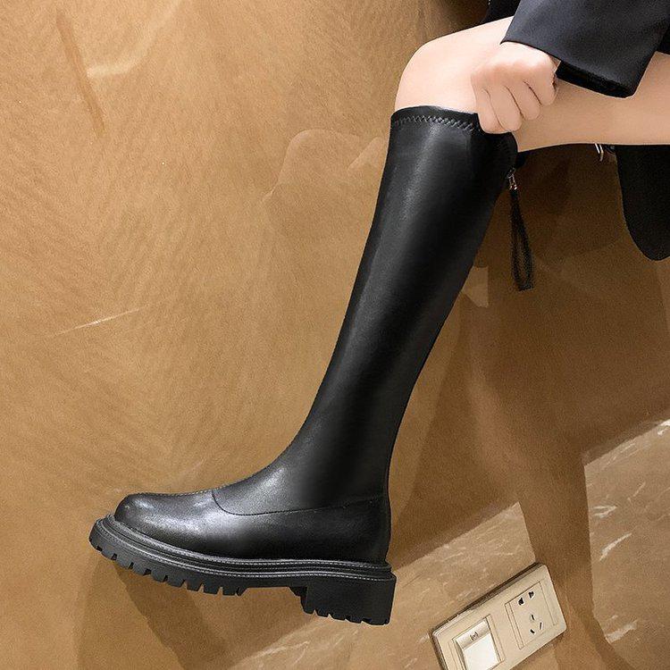 Damen 2023 Overknee-Elastikstiefel mit dicker Sohle und Reißverschluss hinten für Herbst/Winter