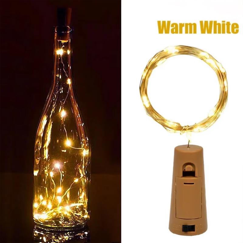 Battery Powered LED Wine Bottle Cork String Lights Waterproof Fairy Copper Wire Lamp for Bar Party Wedding Christmas Holiday Home Decoration