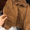 Damen Kunstpelzjacke Kaffeefarben Kleiner Duftiger Stil Lammwolljacke Retro Lässig Winter Warmer Mantel