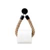Black Matte Wall-Mounted Hemp Rope Paper Towel Holder for Kitchen & Bedroom
