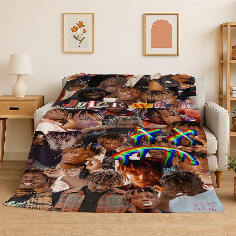 Retro Juice WRLD 999 Legende Rapper Star Flanelldecke Weiche Warme Überwurfdecke für Schlafzimmer Wohnzimmer Bett Reise Camping