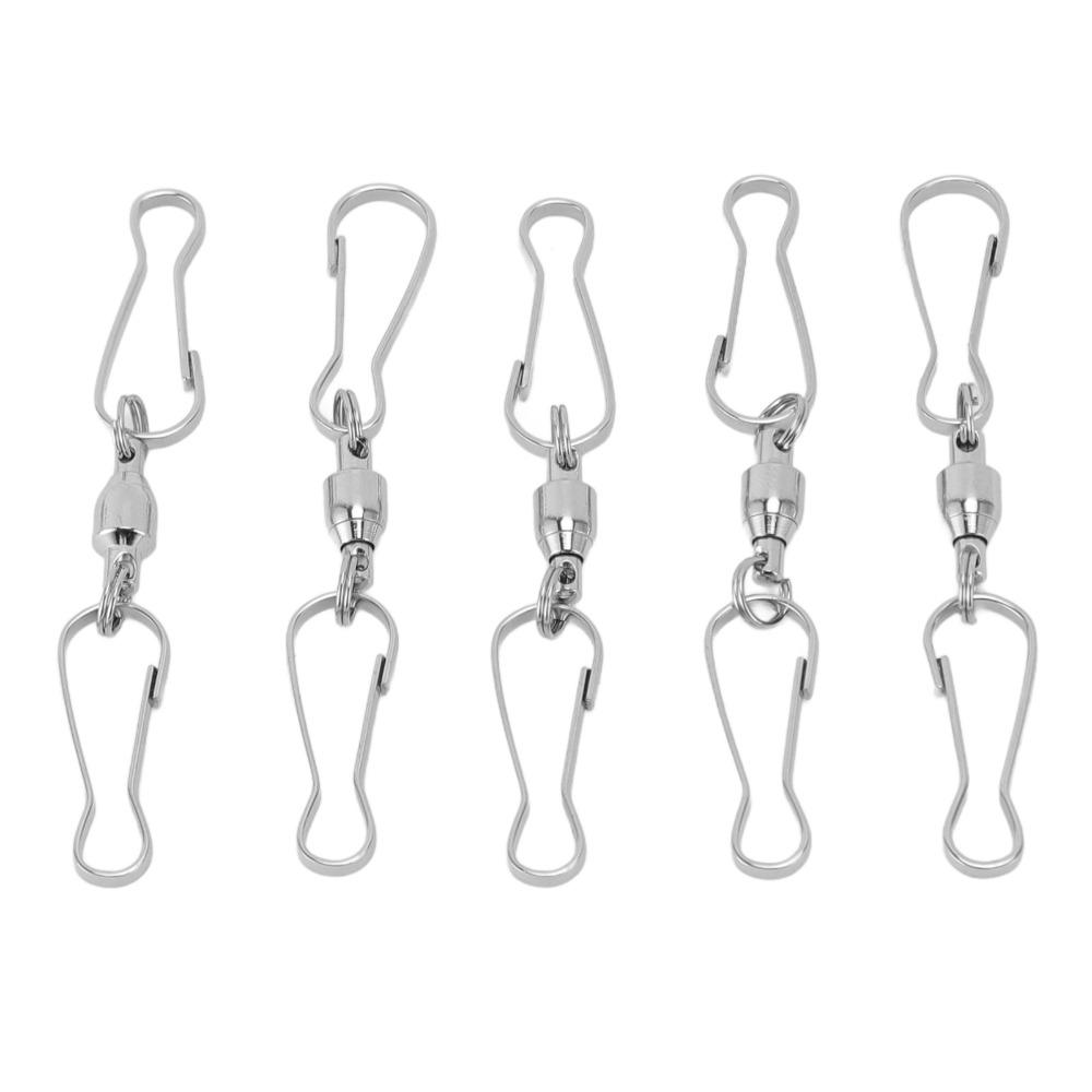 20Pcs Silver/Black Windsock Clips 360 Degree Rotation 70mm Length Stainless Steel Wind Chime Hooks Smooth Spinning