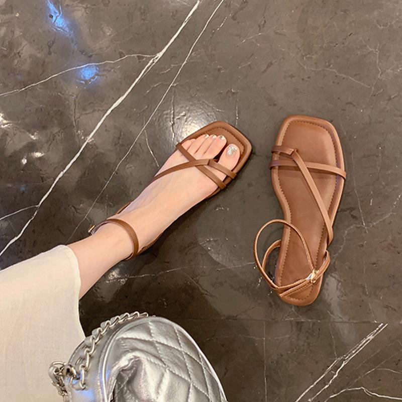 Grape mom studiolee fairy simple square head cross word with flat toe sandals women's summer