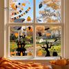 Holiday Glass Decoration Stickers 4 Sheets Halloween Electrostatic Stickers, Cartoon Pumpkins Castle Bats Window Easy Remove Clings PVC Waterproof