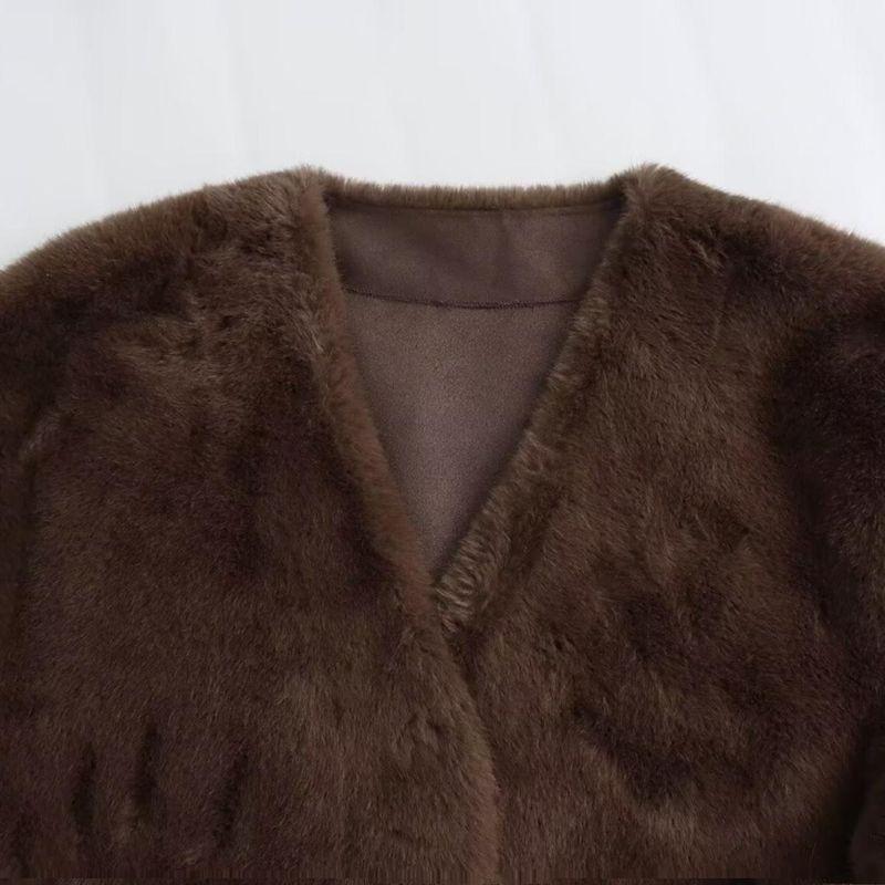 Kaslead New Women Clothes Western Style Fashion Fur Integrated Imitation Mink Fur Tether Fur Outerwear