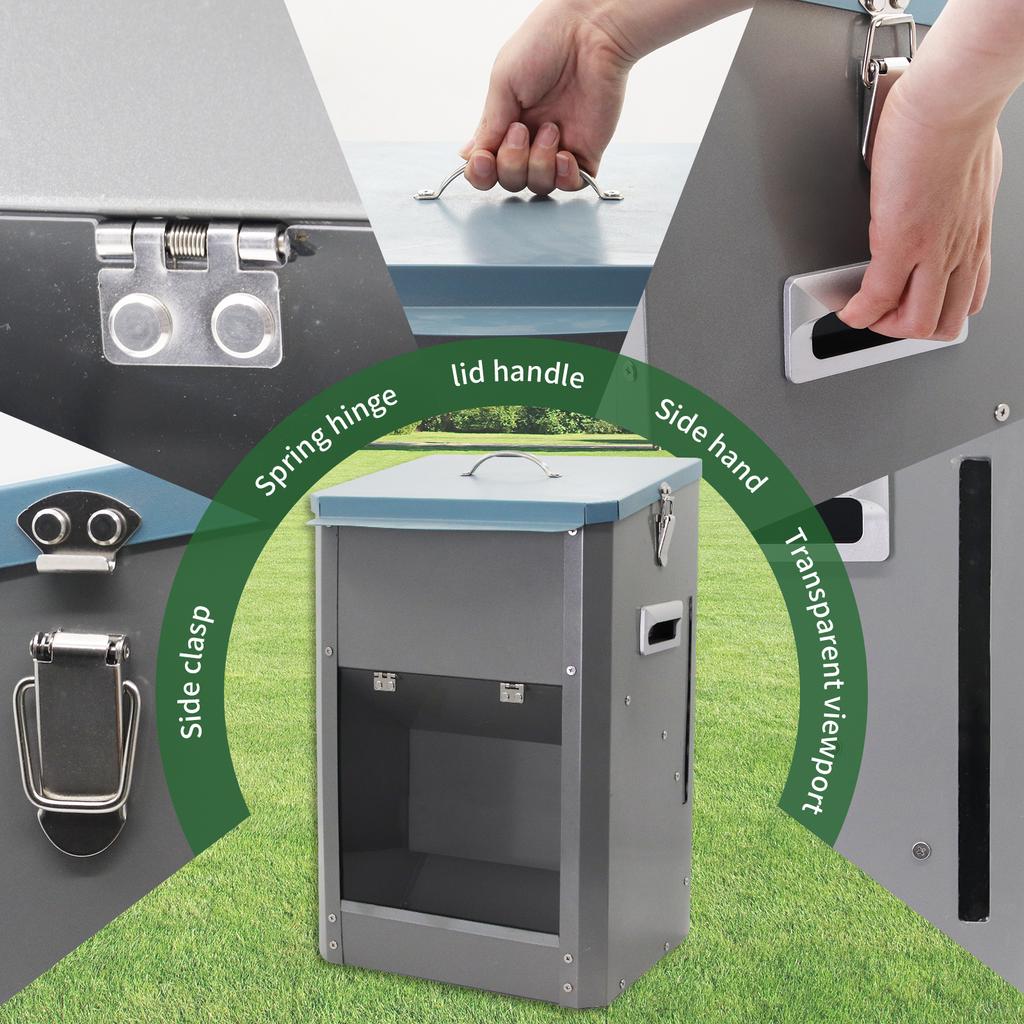26LB Galvanized Automatic Dog Feeder High Quality Gravity Pet Food Feeder Dog Food Dispenser Outdoor Pet Feeder Large Capacity 5
