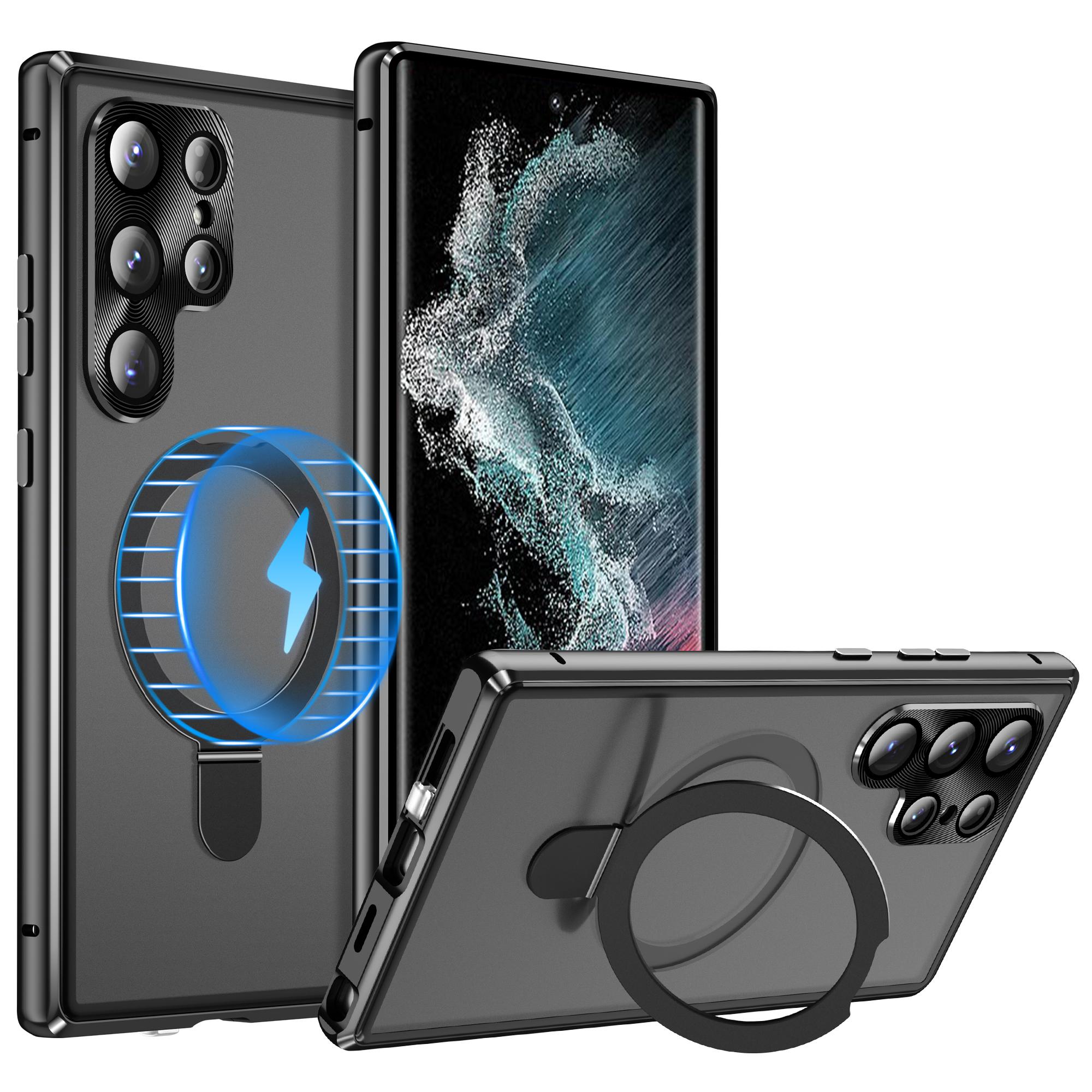 

Чехол для телефона Samsung Galaxy S22 Ultra 5G Магнитный матовый чехол из ПК с защитной пленкой из закаленного стекла HD Black