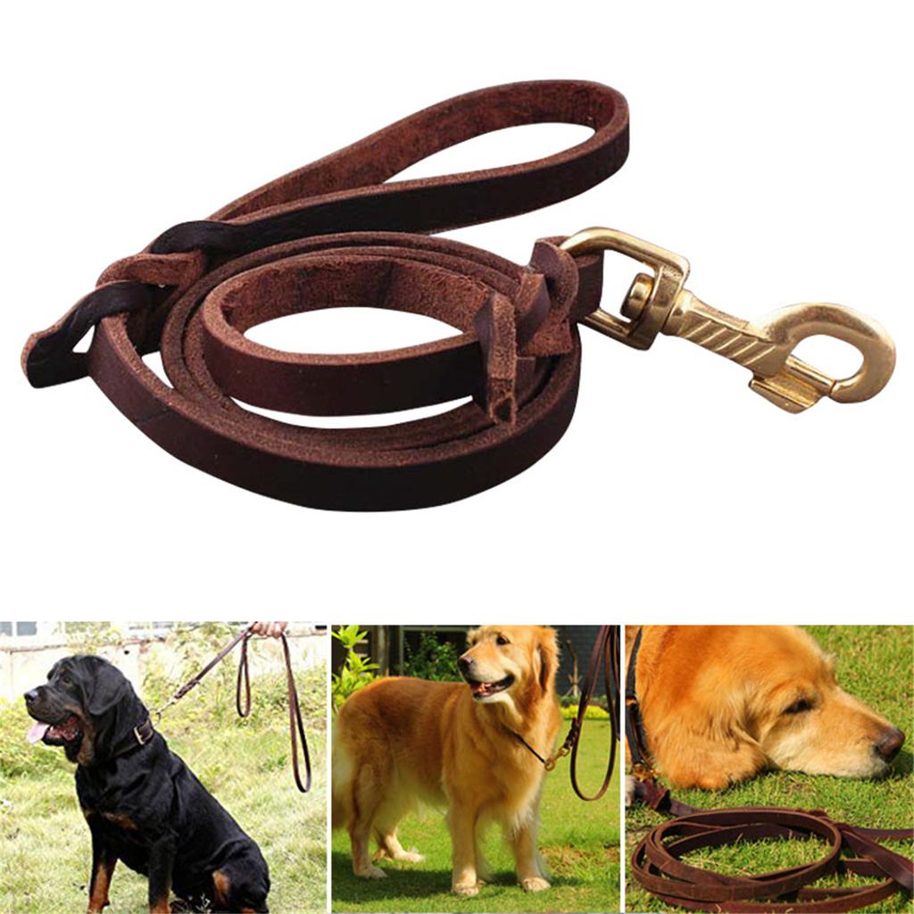 Strong Genuine Leather Dog Leash with Softening Treatment Comfortable Handle for Medium and Large German Shepherd Dogs