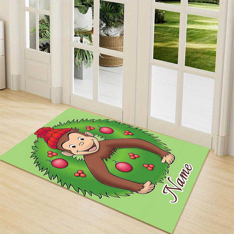 Custom Name Curious Monkey Adventures Carpet Rug Customizable Soft Washable Anti-Slip Home Living Room Sofa Mats Personalized Rug. 0909419