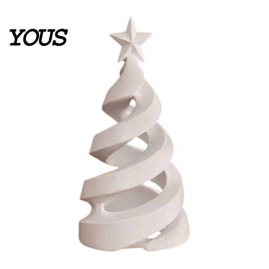Minimalist Winter Seasonal Accents 3D Printed Christmas Tree Candle Holder, Spiral Small Shaped Modern Holiday Atmosphere Lighting Tealight