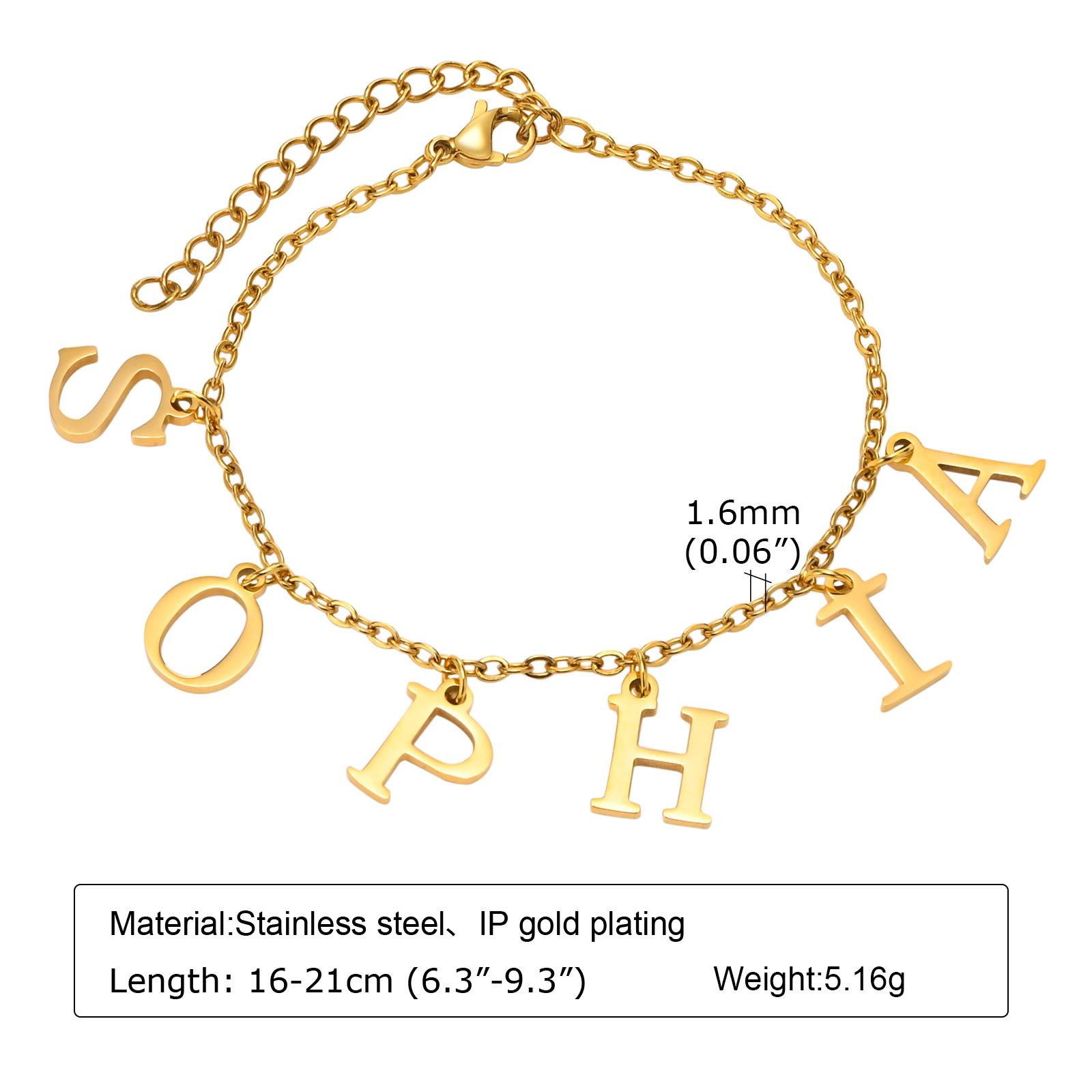 

1-10 Letter Name Customization Bracelet Stainless Steel Gold Color Chain Personalized Design,Mother s Valentine s Day Present NBR-037G-1-custom