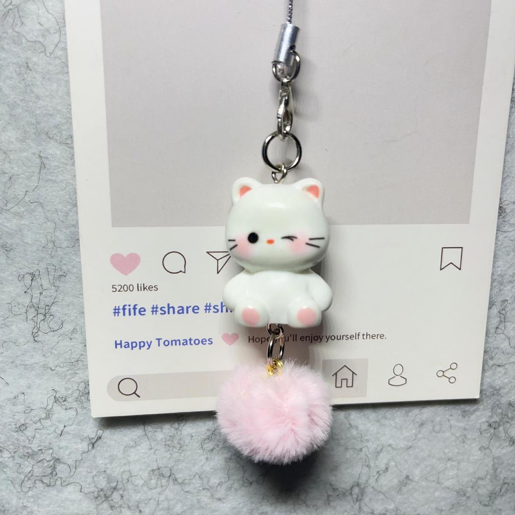 3D Cartoon Kitten Phone Charm, Cute Resin Keychain, Student Bag Pendant, Couple or Best Friend Gift
