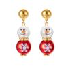 Winter Holiday Pearls Snowman Earrings Elegant Duals Color Fashion Jewelry For Party Costume Accessories