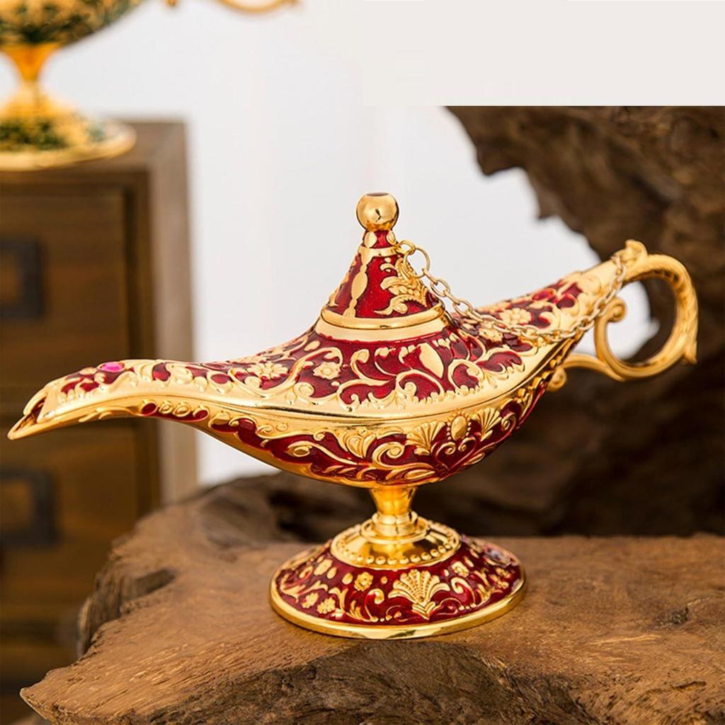 Vintage Magical Legend Aladdin's Genie Lamp for Home/Wedding, Collectible Fancy Rare Classic Arabian Costume Props Lamp Pot
