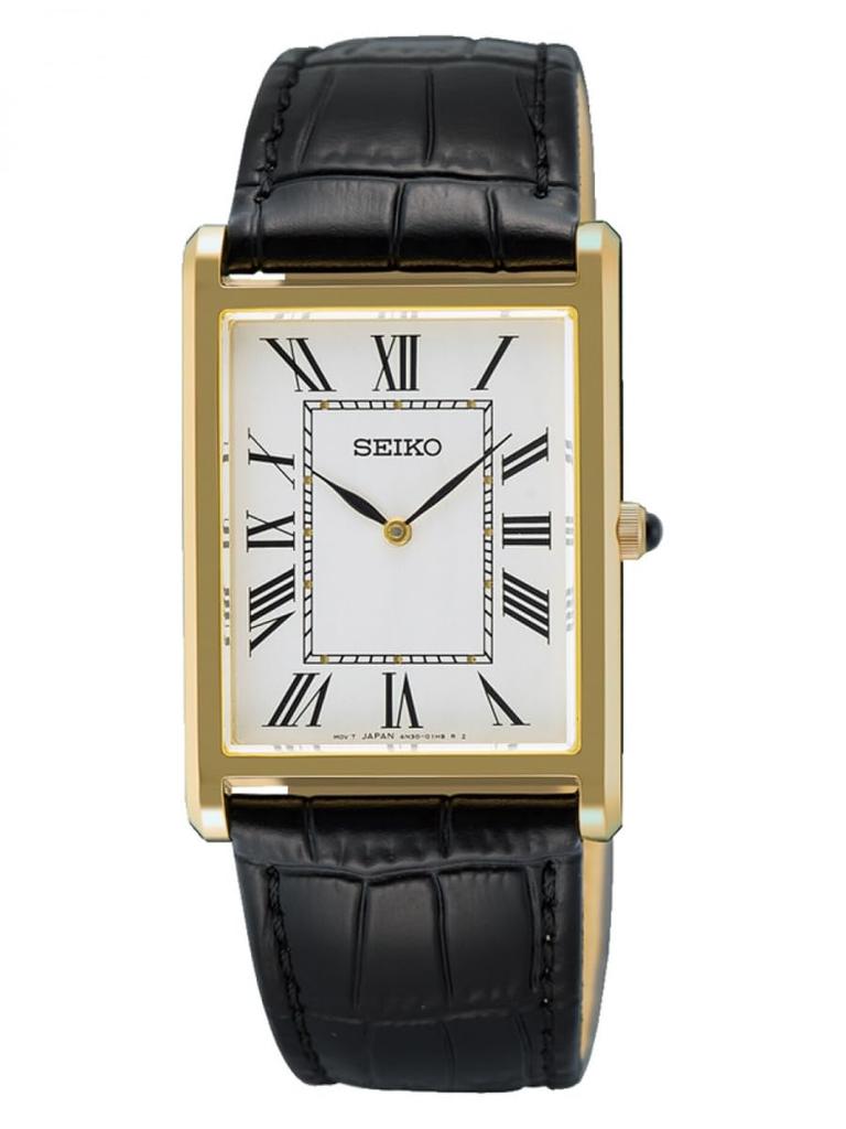 Seiko Classic Dress White Leather Strap SWR104P1 (27.2mm) Dial/Black