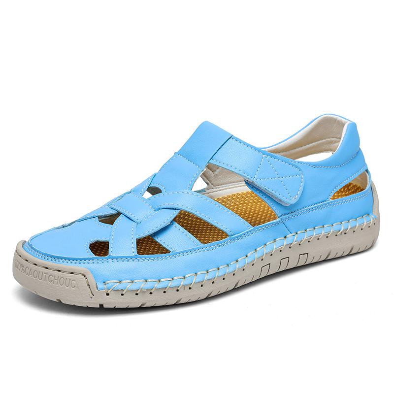 Fashion Business Casual Walking Shoes for Men Non Slip Beach Sandalias Summer Flats Men's Leather Sandals Hollow Out Breathable Sandals