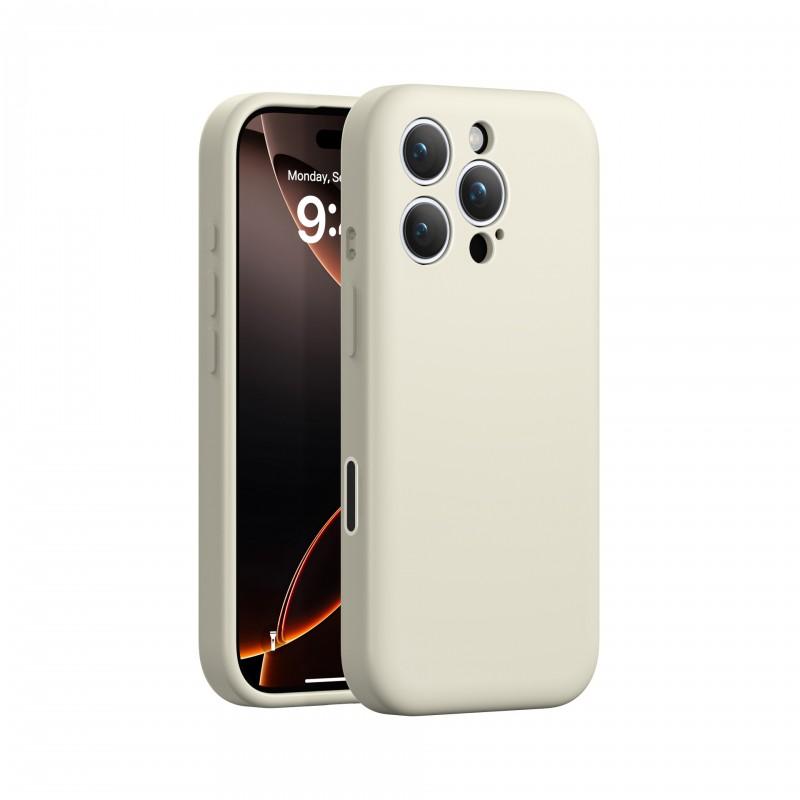 Liquid Silicone Phone Case IPhone 16 Pro Slim Solid Color Full Coverage With Smart Camera Button Shockproof Design