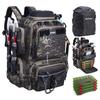 Zaino da Pesca Goture da 45L ad Ampia Capacità, Borsa da Pesca Impermeabile con 4 Scatole porta Attrezzi, Porta Canne per Attrezzatura da Pesca, Regalo per Uomini