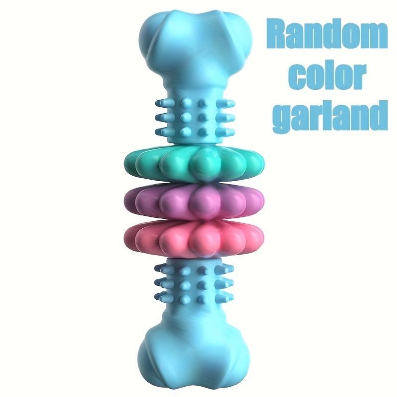 

Indestructible Dog Chew Bone Toy for Aggressive Chewers - Durable Thermoplastic Rubber with Geometric Pattern, Teeth Cleaning синий