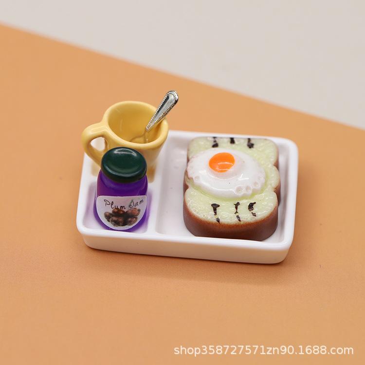 Dollhouse Doll House Miniature Toast Bread Jam Plate Food Play Simulation Scene Model Bo11 Ornament