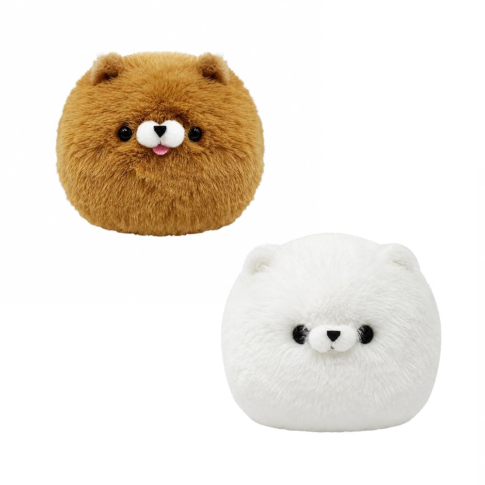 Soft and fluffy Pomeranian plush toy goods, 2 types in total, approximately 10.5cm (set of 2)