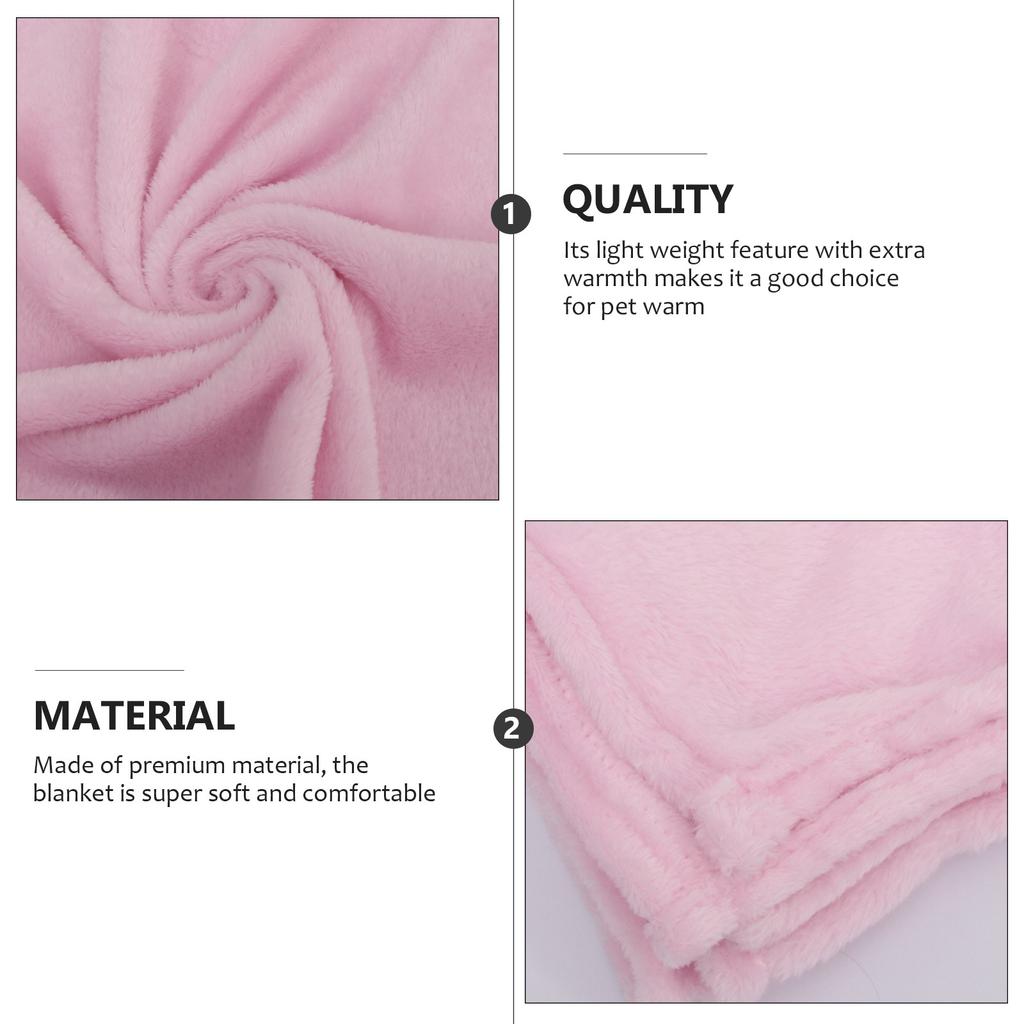 Flannel Pet Blanket Premium Fleece Cozy Warm Bedding For Small Animals Lightweight Solid Color Pink