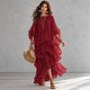 Women's Ruffle Hem Long Maxi Dress for Casual Summer Beach Vacation Wear
