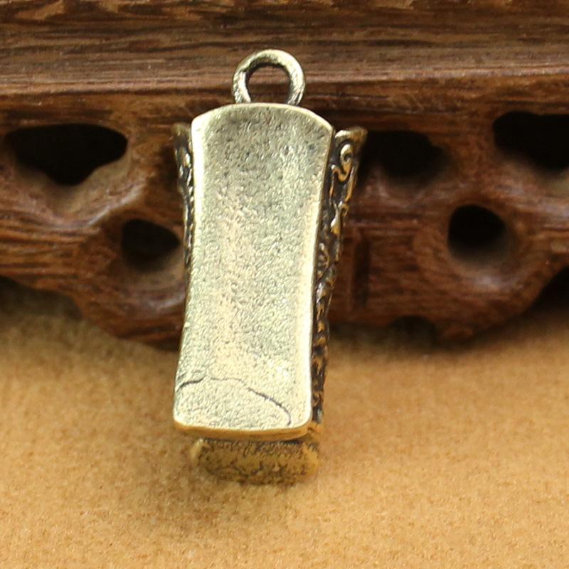 Retro brass solid promotion and fortune dragon and phoenix coffin creative keychain pendant personalized creative cultural and play small copper ware
