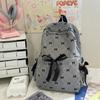 Schoolbag1011 New Casual Cute Fashion Versatile Bow Striped Backpack Korean High Value Student Schoolbag