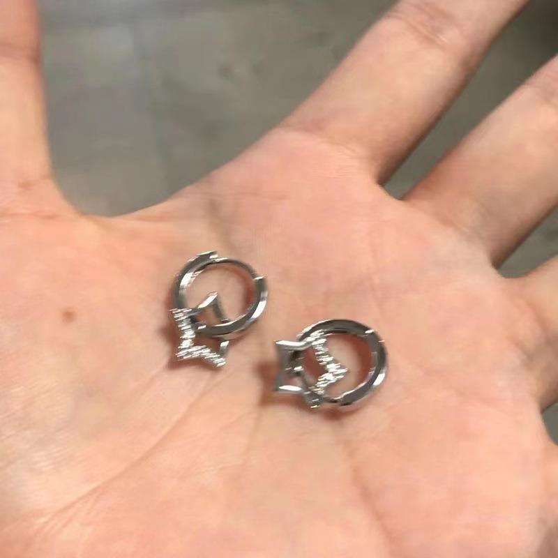 Crystal Star Drop Earrings for Women Girls 2023 Fashion Zircon Silver Color Five Pointed Star Ear Buckle Party Y2K Jewelry Gift