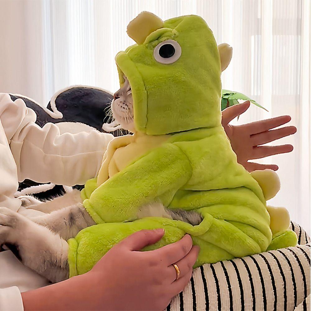 Towable Cute Dinosaur Pet Sweater Thick Warm Cosplay Props Dog Four-legged Jumpsuit Cozy Pet Winter Costume