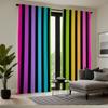 Set Of 2 Rainbow Striped Curtains Pink Black Purple Blue Green Yellow Gold Semi Transparent Living Room Bedroom Decor Made Polyester Sitting Window