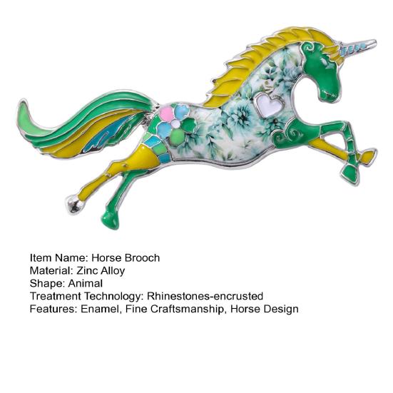 Horse Brooch Fairy Tale Style Flower Heart Decoration Pin Coats Sweaters Bags Badge Fashion Accessories