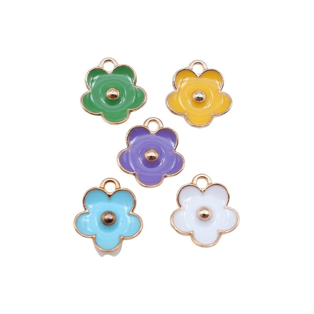 Enamel Charms Multi Color Flower Pendants For Floral Themed Jewelry