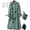 Classic Double Breasted Trench Coat with Belt, Khaki Casual Windbreaker Jacket