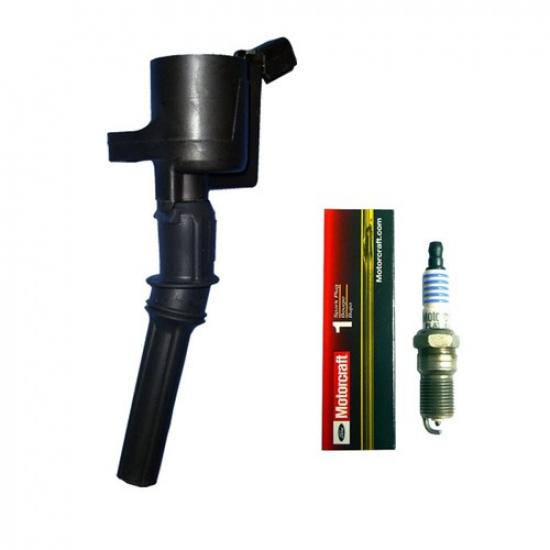 New Ignition Coil (1) + (1) Motorcraft Spark Plug For 1999-04 Ford Mustang