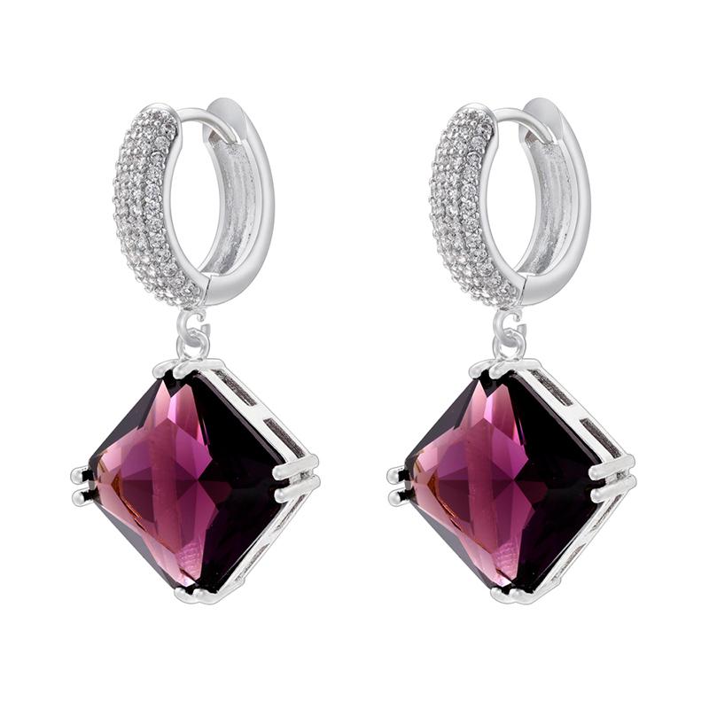Diamond-Shaped Charm Pendant Earrings Dazzling Transparent Zirconia Statement Earrings Party Jewelry :VE1170