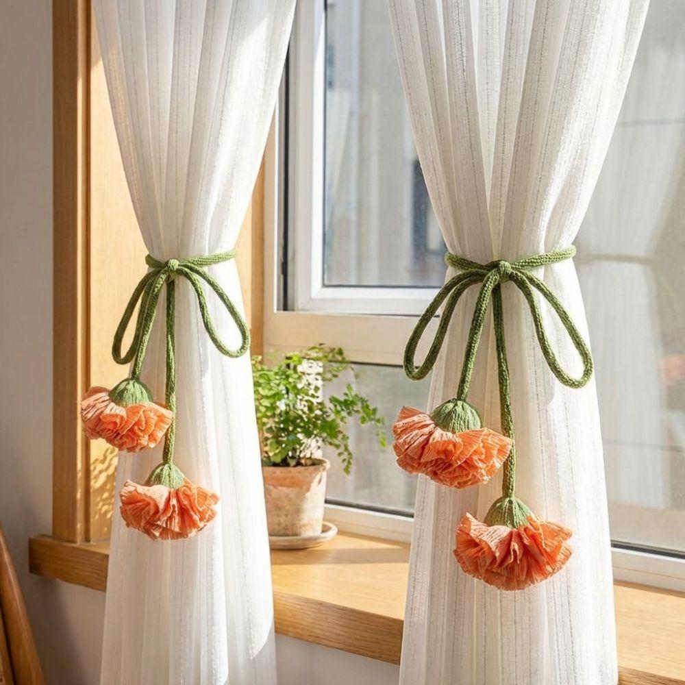 Beautifully Flowers Curtain Straps Decorative Carnation Curtain Tie Rope  Home Decorations