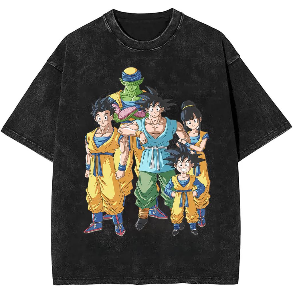 Goku Dragon Ball Z Anime Printed Tshirt Mens and Womens Washed Tshirt High Quality Vintage Cotton Tshirt Harajuku Tops