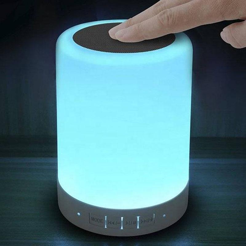 Custom Logo Led Touch Lamp Portable Table Speaker Pc Audio Desk Lamp Speaker Moon Light With Speaker for Christmas Holidays