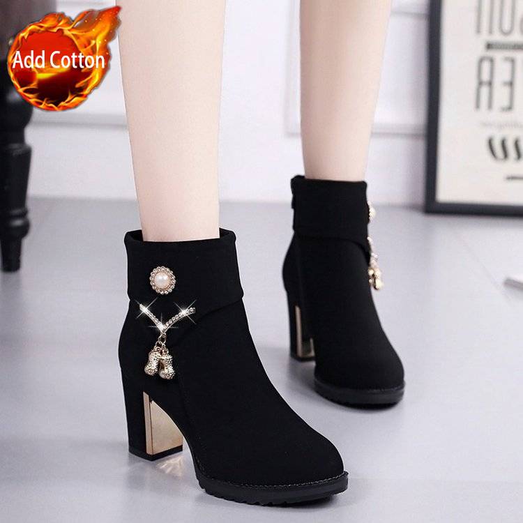 

Модные ботильоны со стразами для женщин, стриптиз-пилон, замшевые, черные, шикарные и элегантные ботильоны, из искусственной кожи, осенние, по акции, Y2k, женские короткие туфли 40