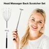 Back Scratcher and Scalp Head Massager Set Retractable Back Scratcher Manual Hand Held Head Massager