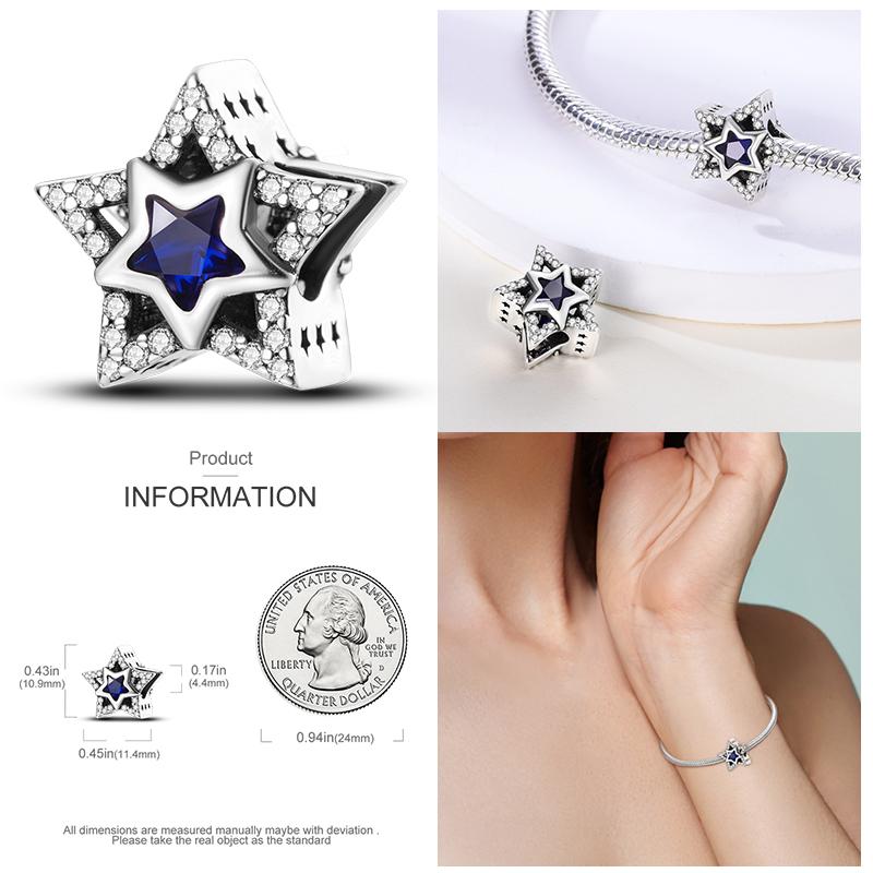 Round Clip Charms Plata Shining Moon Star Char Copper Spacer Clasp Fit Original Bracelet Glow Safety Chain Beads Diy Jewelry