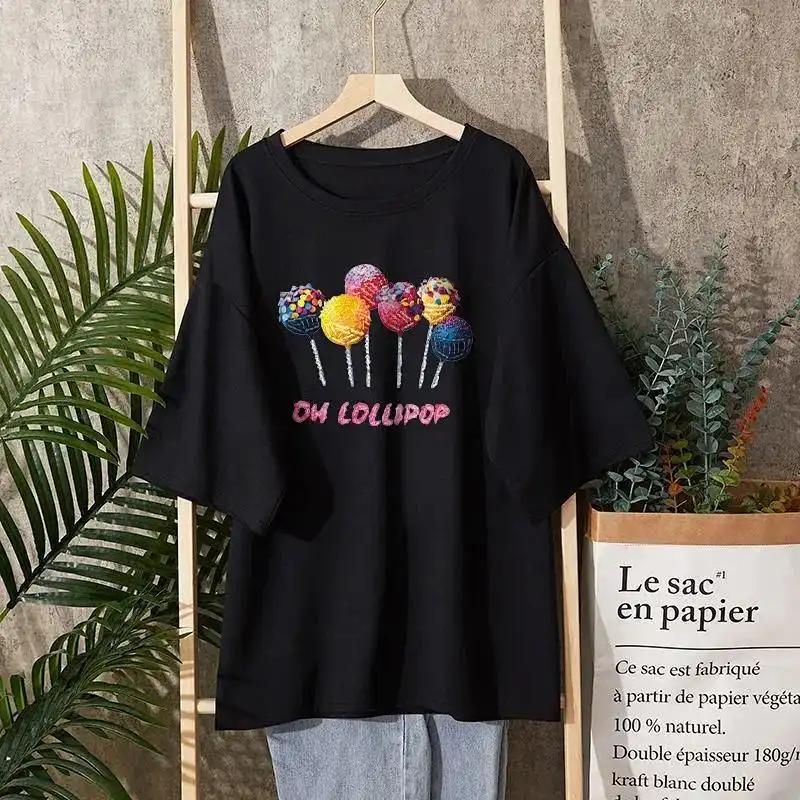 T-Shirt Damen Vielseitig Sommer Lässig Große Größe Locker Rundhals Pullover Kurzärmelige Oberteile