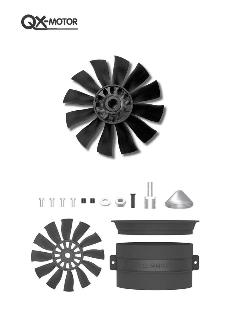 Qun Xi 64MM 12-Blade RC Ducted Fan Reverse Propeller with Brushless Motor for Fixed-Wing Models