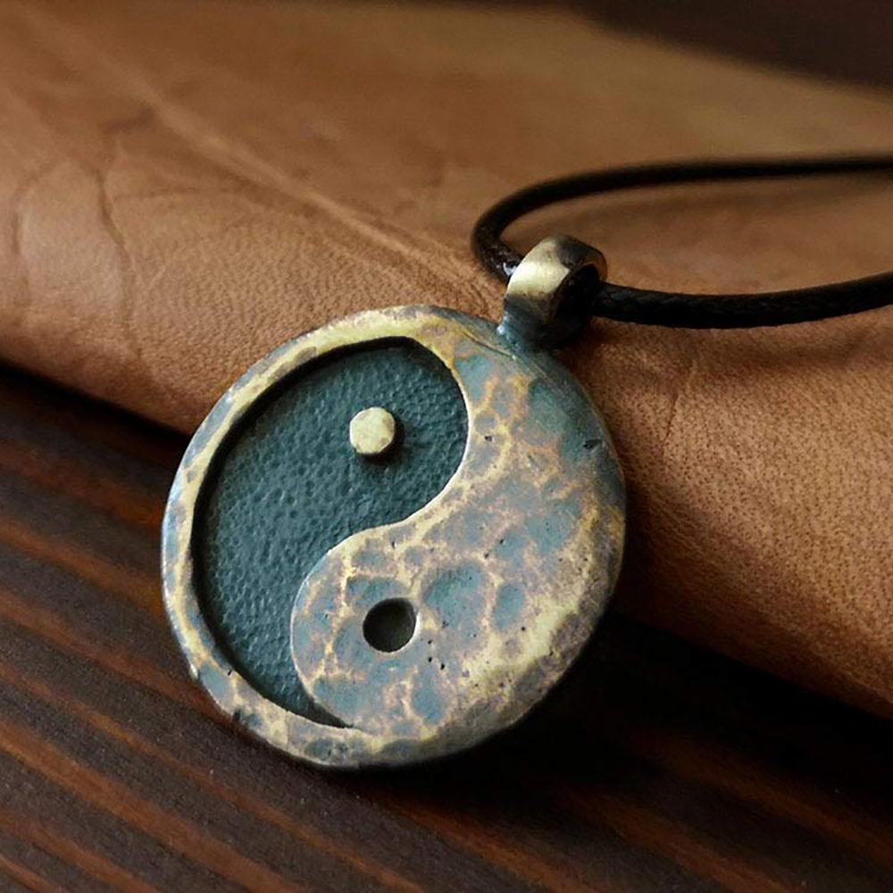 Men's Vintage Tai Chi Yin Yang Symbol Necklace, Handmade Pendant Necklace, Jewelry, Birthday Gift.