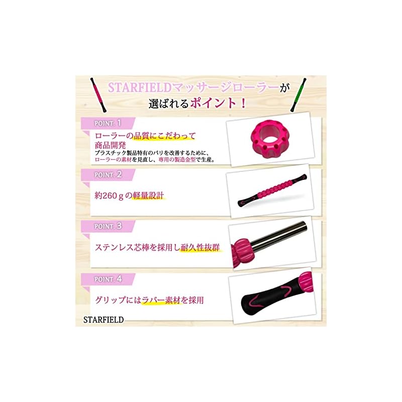 STARFIELD Massagerolle, Myofasziale Entspannung Dehnstab [Inklusive Massagerollenanleitung] (Schwarz (Typ 2))