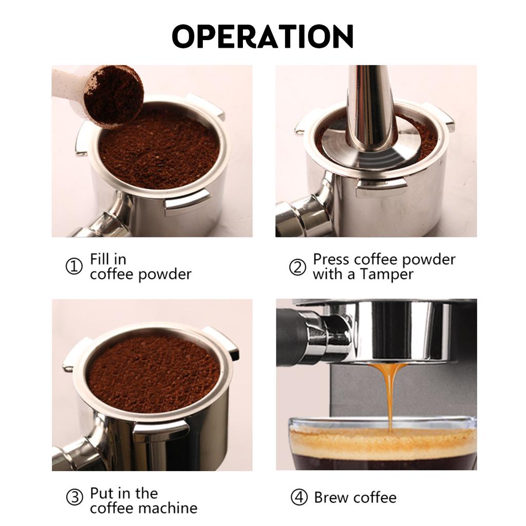 51mm Bottomless Portafilter with 3 Ears Stainless Steel Basket and Solid Wood Handle Portafilter