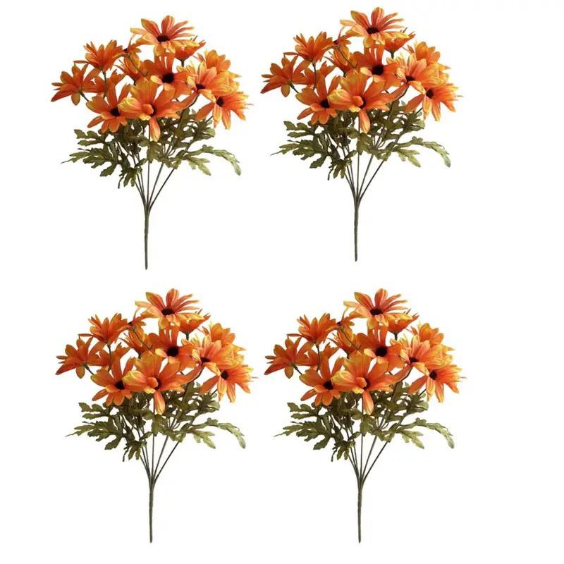 1/4 Bouquet Faux Daisy Bouquets Festive Decoration Silky Chrysanthemum Real Touch Artificial Flowers 14 Blooms Fall Centerpieces