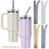 4Pcs Stainless Steel Straw with Straw Brush Replacement Straw Reusable Straws for Stanley 40oz Cup Accessories